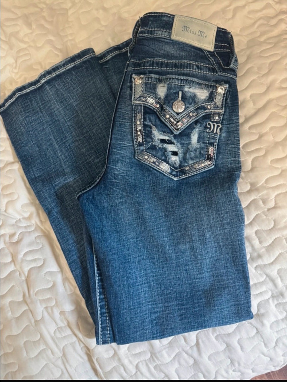 Miss Me Dark Blue Embellished Boot Cut Jeans